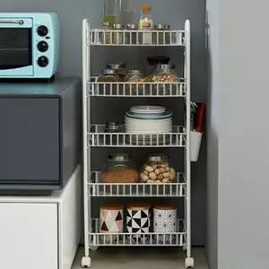 틈새 수납장 3단 이동식 트롤리 바퀴형 슬림 선반