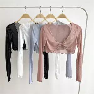 UPW1438 라엔 여성 상의 발레워머 레이스 가디건 메쉬 시스루 카디건