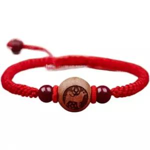 11924424 액세서리 남자 팔찌 고급 12생 새벽홍 끈 손끈/여진 복숭아나무 주사 손끈