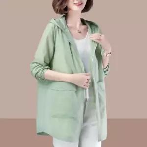 여자 롱 여름 바람막이 점퍼 잠바 빅사이즈 래시가드 통기성 얇은 코트 자외선 차단 BE2