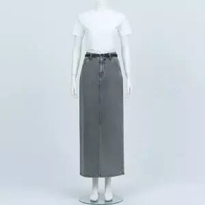 더엣지 26SS 커브드 데님 스커트+벨트