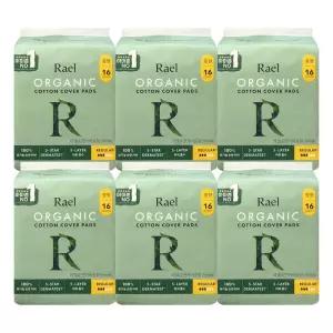 라엘 유기농 순면커버 생리대 중형 16입 6개