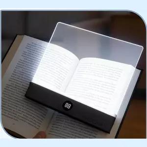 3W LED 북 라이트 투명 패널 플랫 독서등 타입 C 3색 조광 및 타이머 기능 풀 페이지 조명 블랙 베이스