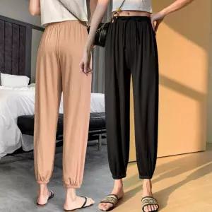 여성 여자 여름 플 쭈글이 주름 옷 쿨 조거 팬츠 찰랑 밴딩 9부 냉장고 바지 3color