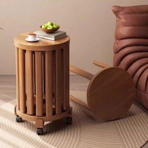 스툴의자 4IN1 폴딩 월넛우드 결합형 계단의자 바퀴 스툴 간이 DS UT