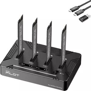 AMZPILOT 4 베이 M.2 NVMe 복제기 오프라인 클론 USB 타입 C to SSD 도킹 스테이션 M 키 B+M PCIE 도크용
