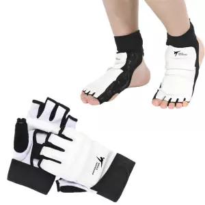 미니신가드 축구 정강이 보호대 Taekwondo Leather Gloves Foot Guard Sparring Karate Ankle Protector Ge