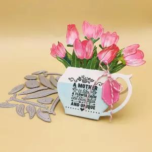 알리나컷 튤립 플라워 메탈 다이 커팅 플로럴 카드 만들기 인사말 스크랩북 및 앨범 종이 공예 템플릿