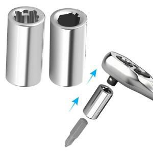 2PCS 1/4인치 스퀘어 드라이브 헥스 소켓 비트 변환기 드라이버 어댑터 라쳇 렌치 수리용 수공구