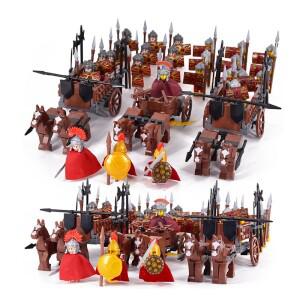 MOC 로마 제국 스파르타 군대 중세 전차 블록 장난감 벽돌, 헬멧,  장난감