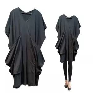 빅사이즈 원피스형 롱티셔츠 블랙 aaa206
