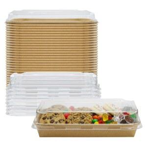 음식 용기 30개 포장 일회용 그릇 420ML 14 뚜껑 있는 종이 2온스 크래프트 상자