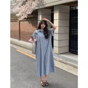 [공구우먼] [제작] 어소티 루즈핏 데님 롱 원피스 87392 빅사이즈 여성의류