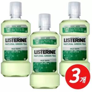 리스테린 부드러운 녹차향 내추럴 그린티 마일드 구강청결제 750ml x 3개 입냄세제거제 가글액 구취제거제
