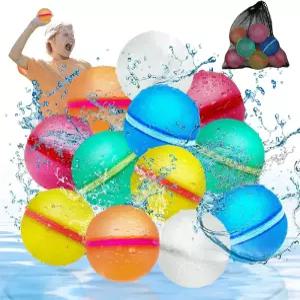 자석식 퀵필 물풍선 12개 재사용 가능 실리콘 자가 밀봉 물폭탄 여름 야외 게임 수영장 액세서리