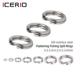 ICERIO-스테인레스 스틸 낚시 스플릿 링 100개 더블 루프 잉어 루어 지그 후크 커넥터 액세서리