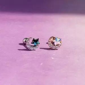 낱개판매) 별을 품은 달 아웃컨츠 이너컨츠 피어싱 피어싱 크리스탈귀걸이 럭셔리피어싱