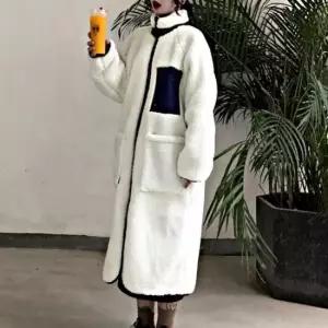 진주장식청자켓 양털 롱자켓 후리스 뽀글이 점퍼 롱코트 캐주얼룩