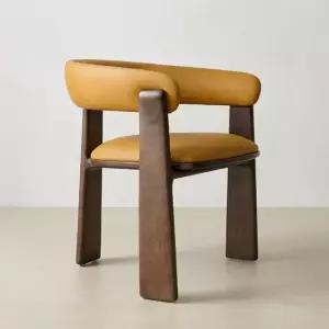 스코나 린아크 아시아월넛 원목 실리콘레더 식탁 의자