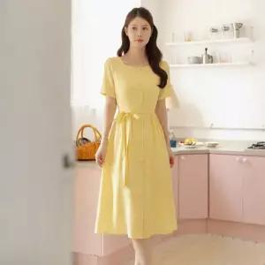 [시크라인] 유로케 스퀘어넥 벨트 플레어 원피스