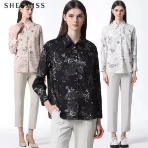 [쉬즈미스] 드로잉 패턴 블라우스