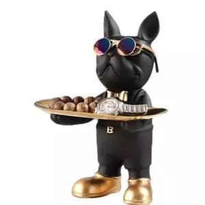 스탠드 북유럽 스타일 인테리어 장식소품 쟁반솔로 불독 블랙