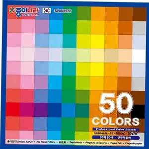 50매 (10개입) 종이나라 50색 단면색종이 4000 학교용 (15x15cm)