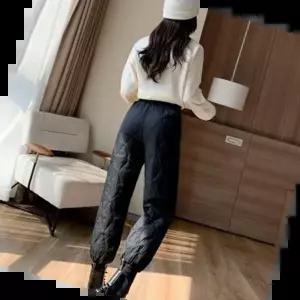 절개바지 여성 패딩바지 블랙 누빔바지 밑단절개 방한팬츠