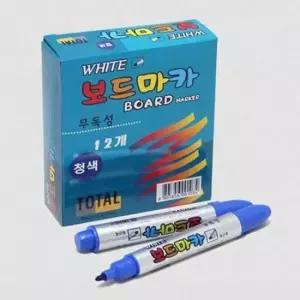[문구] 화이트보드 마카펜 세트 12P 파랑 마커 칠판용 보드펜 필기 도구