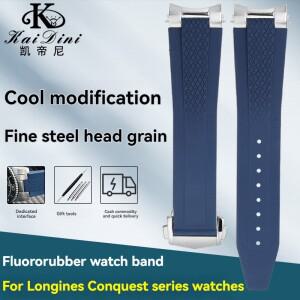 Longines Conquest Hydro L3.781 642 742 782 스포츠 다이빙 고무 시계 스트랩 용 21mm 곡선 엔드 플루오로