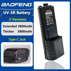 Baofeng UV-5R 배터리 워키 토키 확장 리튬 이온 라디오 액세서리 용 고용량 3800mAh 두꺼운 USB-C BL-5