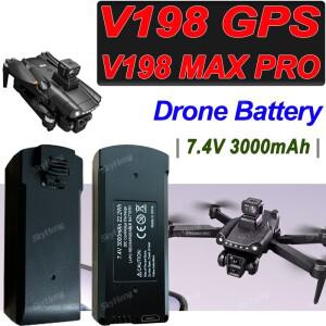 V198 MAX PRO GPS 드론 배터리 7.4V 3000mAh 8K RC Quadcopter 예비 부품 액세서리