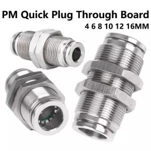 덕트부속 자재 PM 파티션 공압 커넥터 금속 퀵 커플링 콘센트 304 스틸 4mm 6mm 8mm 10mm 12mm 16mm 10개