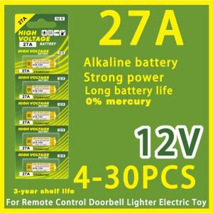 4-30PCS 12V A27 27A 알카라인 배터리 MN27 L828 초인종 알람 원격 제어 전기 장난감 용