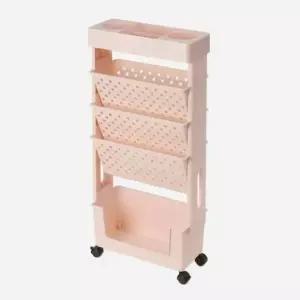 [JED] 사용이편리한 핑크 베란다선반 5단 북트롤리 이동식 미용실트레이 유용한수납공간 틈새수납선반