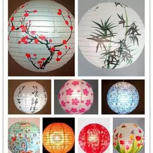 호환  1pc 40cm 16 매화 푸른 도 대나무 어 라운드 종이 랜턴 웨딩 크리스마스 파티 장식 종이 공