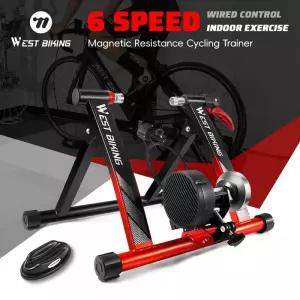 자전거로라 롤러 서쪽 자전거 와이어 제어 트레이너 MTB 도로 실내 운동 6 속도 저항 홈 사이클링 훈련