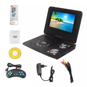 DVD플레이어 미니 DVD 플레이어 78인치 데스크탑 디지털 스마트 TV CD 디스크 리모컨 휴대용 여행용 270 °