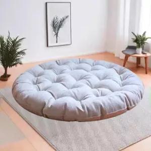 MGEMJMJ 대형 원형 이불 린넨 바닥 베개 두꺼운 터프트 코튼 시트 쿠션 솔리드 컬러 요가 명상 발코니 야외