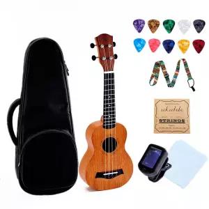 우쿨렐레 21인치 마호가니 전문 세트 튜너 스트랩 천 배낭 10 픽 청소 나일론 끈