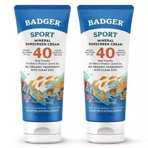 Badger SPF 40 스포츠 미네랄 자외선 차단 크림 3온스 2팩 1021908