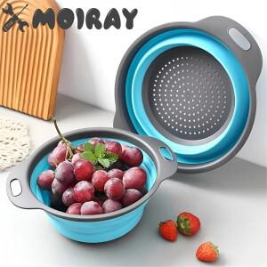 둥근 접이식 소쿠리 BPA  과일 야채 세척 배수 바구니 주방 스트레이너 식기 안전