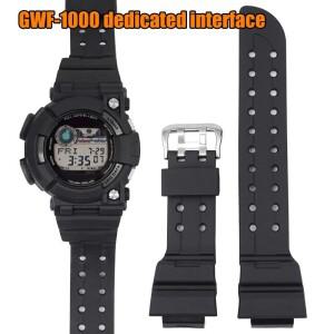 카시오 G-SHOCK GWF-1000 FROGMAN 시리즈 교체용 남성용 실리콘 스포츠 방수 시계 밴드 손목 팔찌용 검정색