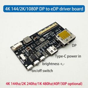 휴대용 모니터용 DP to 드라이버 보드 4k 144hz/2k 240hz/1k 480hz 화면 신호 입력 지원
