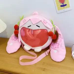 미쿠피규어 하츠네 미쿠 23X22CM 애니메이션 핑크 사쿠라 Q 버전 귀여운 그림 봉제 가방 인형 예쁜 감성 대