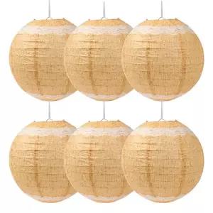 호환  3pcs 삼베 레이스 종이 랜턴 야외 정원 장식 휴일 라운드 랜턴 웨딩 생일 파티 용품