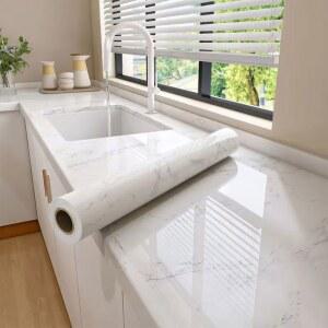 대리석 무늬 셀프 접착 주방 필름 방수 방유 PVC 비닐 벽지 (싱크대 상판 백스플래시 타일용) 쉽게 벗겨서 붙이세요