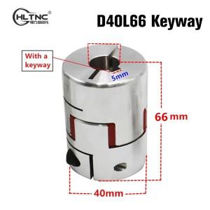 CNC 유연한 조 스파이더 플럼 커플 링 샤프트 D40 L66mm 14/17mm nema23 모터 용 한쪽 끝에 키웨이 5mm 포