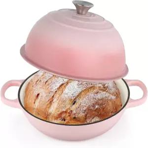 에나멜 주철 빵 오븐 뚜껑이 있는 더치 냄비 사워도우 굽기용 10인치 돔 6쿼트 팬 홈메이드 논스틱