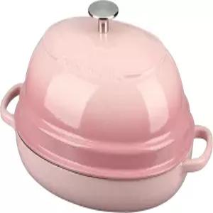 가장자리 주조 에나멜 타원형 주철 더치 오븐 냄비 뚜껑 사워도우 빵 굽기용 브레드 6QT 핑크